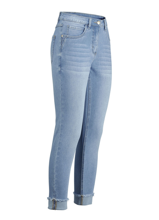 7/8-Hosen, Capris, Bermudas - Jeans mit funkelndem Glitzersteinchenbesatz, in Größe 017 bis 050, in Farbe HELLBLAU Ansicht 1