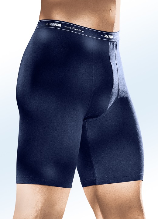 Unterhosen - Zweierpack Longpants mit Elastikbund, uni, in Größe 004 bis 011, in Farbe 2X MARINE Ansicht 1