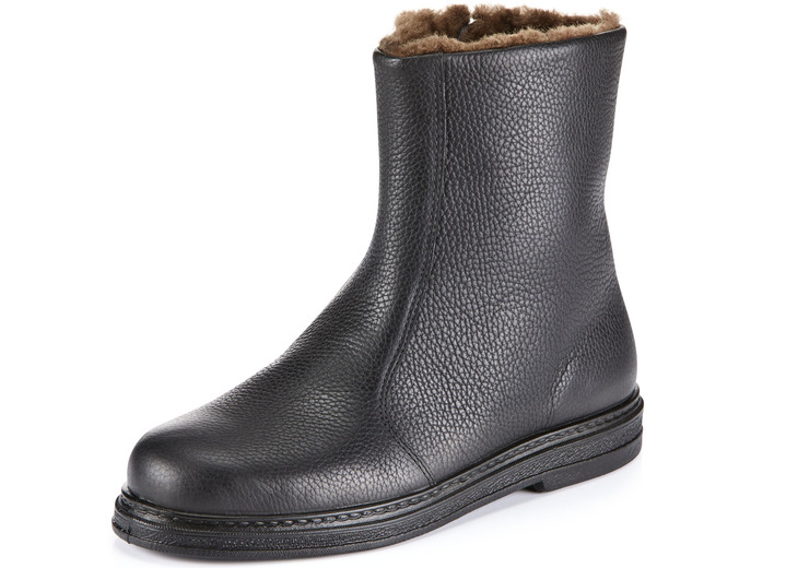 Stiefeletten - GINO GALANTE, gefütterte Herren-Stiefel, Winterschuhe, mit Lammfell Stiefeletten - GINO GALANTE, gefütterte Herren-Stiefel, Winterschuhe, mit Lammfell, in Größe 040 bis 050, in Farbe SCHWARZ