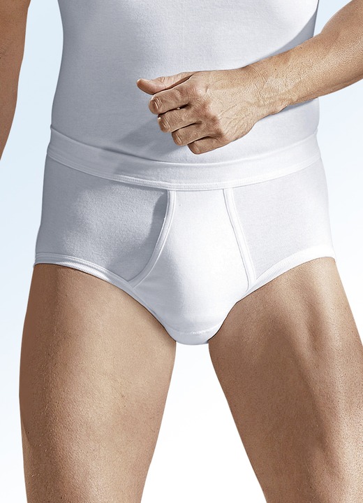 Unterhosen - Hermko Fünferpack Slips aus Feinripp mit Eingriff, weiß Unterhosen - Hermko Fünferpack Slips aus Feinripp mit Eingriff, weiß, in Größe 005 bis 013, in Farbe WEISS