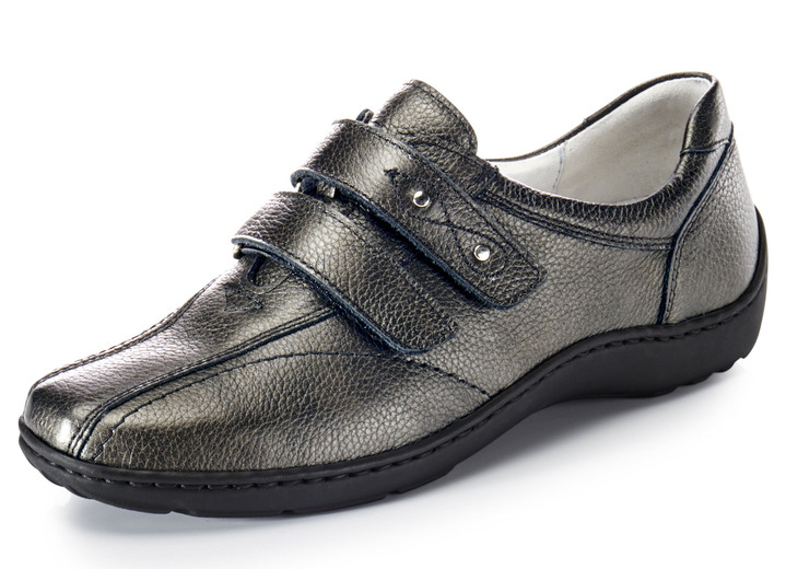 Weite H - Waldläufer, bequeme Damen-Slipper, Weite H, mit herausnehmbarem Fußbett, in Größe 3 1/2 bis 8, in Farbe ALTSILBER Ansicht 1