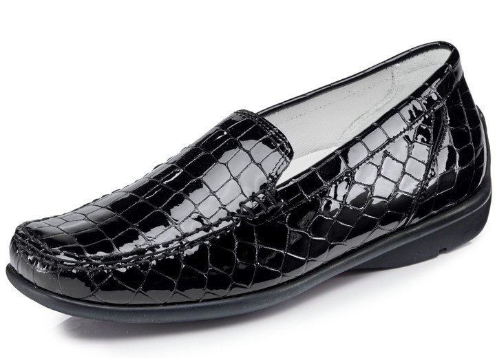 Weite H - Waldläufer, stilvolle Damen-Slipper, Weite H, mit herausnehmbarem Fußbett, in Größe 4 1/2 bis 9, in Farbe SCHWARZ Ansicht 1