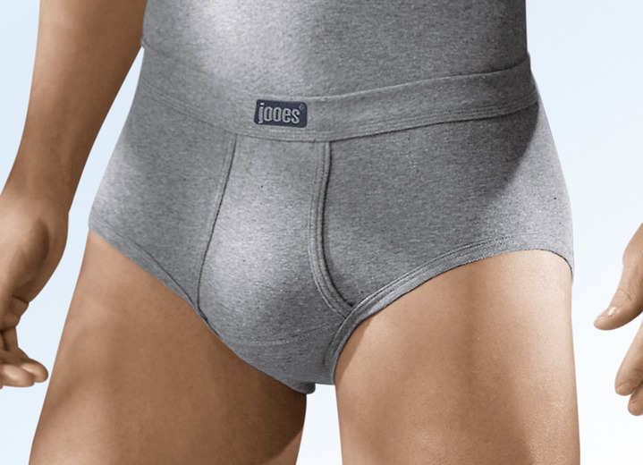 Unterhosen - Viererpack Slips aus Feinripp mit Eingriff, uni bunt Unterhosen - Viererpack Slips aus Feinripp mit Eingriff, uni bunt, in Größe 005 bis 013, in Farbe 2X STEINGRAU MELIERT, 2X JEANSBLAU MELIERT