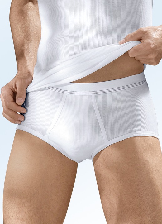 Unterhosen - Hermko Viererpack Slips aus Doppelripp, in Größe 005 bis 013, in Farbe WEISS Ansicht 1