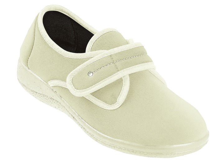 Komfortschuhe - Klettslipper Josephine in Weite H für den kräftigen Fuß, in Größe 036 bis 042, in Farbe BEIGE Ansicht 1