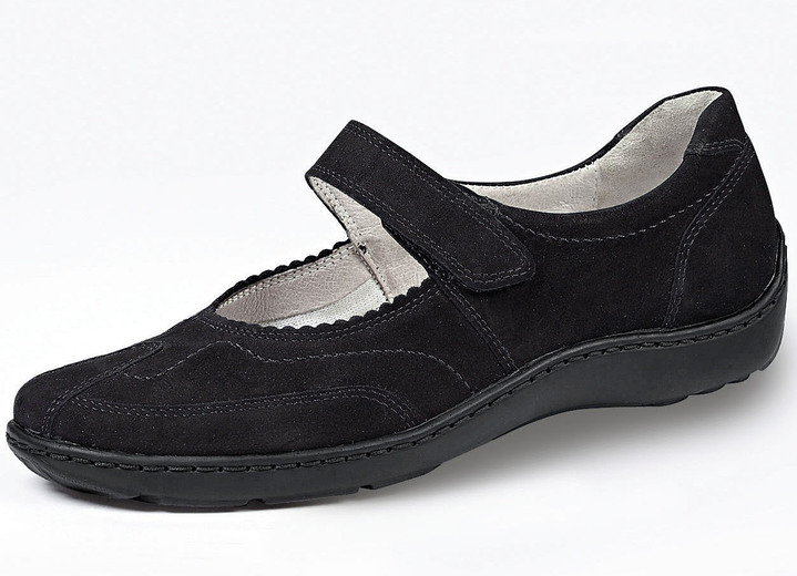 Weite H - Waldläufer, bequeme Damen-Slipper, Weite H, mit herausnehmbarem Fußbett, in Größe 4 bis 8 1/2, in Farbe SCHWARZ Ansicht 1
