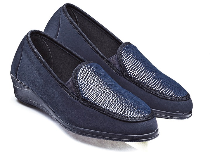 Slipper & Schnürschuhe - Mokassin in eleganter Krokooptik, in Größe 036 bis 042, in Farbe MARINE Ansicht 1