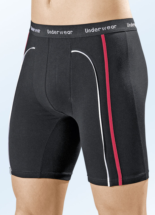 Unterhosen - Dreierpack Longpants aus Feinjersey, in Größe 004 bis 010, in Farbe SCHWARZ