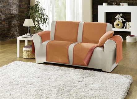 Sessel-,Couch- und Armlehnenschoner mit Veloursbandeinfassung