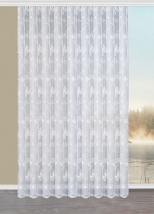 - Store Schmetterlinge mit Universalschienenband, in Größe 136 (H100xB300 cm) bis 291 (H245xB450 cm), in Farbe WEISS Ansicht 1