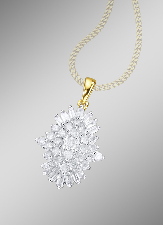 Anhänger - Anhänger mit Brillanten und Baguette-Diamanten, in Farbe
