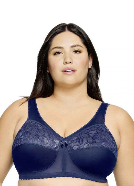 Soft-BH - Glamorise Stütz-BH mit Spitze, in Größe 080 bis 130, in Cup G, in Farbe MARINE Ansicht 1