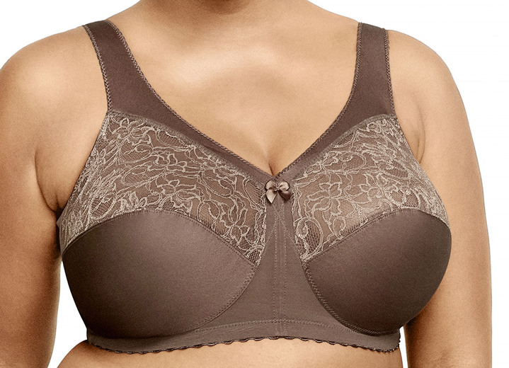 Soft-BH - Glamorise Stütz-BH mit Spitze, in Größe 080 bis 130, in Cup G, in Farbe MOCCA Ansicht 1