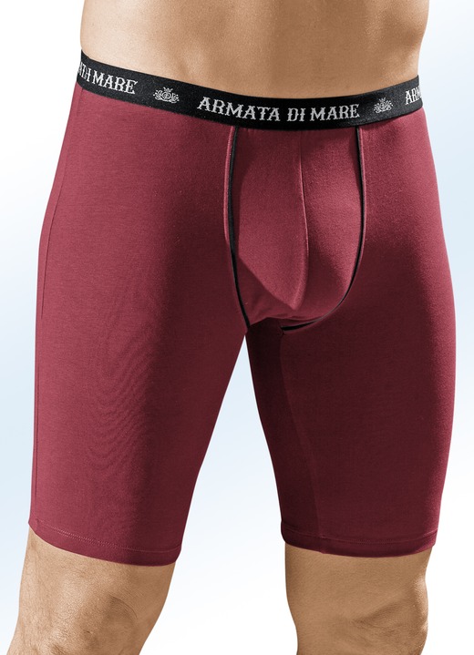 Unterhosen - Dreierpack Longpants, mit Elastikbund, Kontrastpaspeln Unterhosen - Dreierpack Longpants, mit Elastikbund, Kontrastpaspeln, in Größe 004 bis 010, in Farbe 1X BORDEAUX, 1X MARINE, 1X SCHWARZ