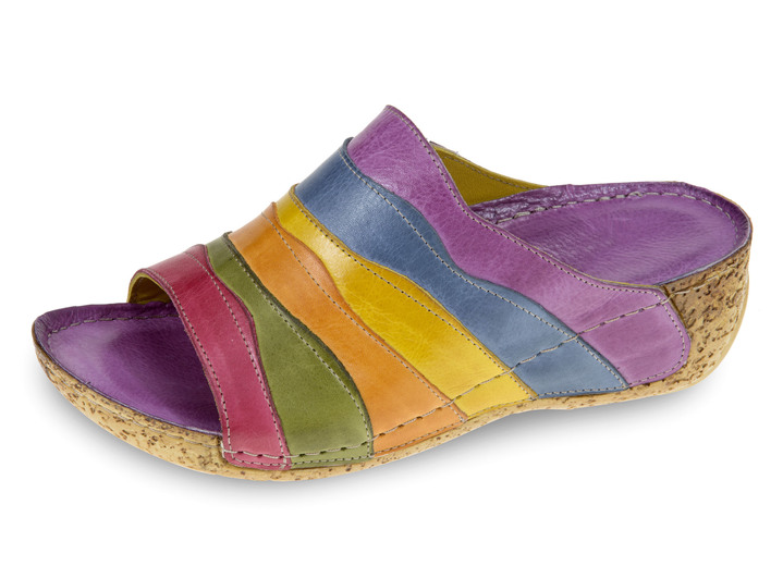 Sandaletten & Pantoletten - Gemini Pantolette in pfiffiger Optik, in Größe 036 bis 042, in Farbe VIOLA-MULTICOLOR Ansicht 1