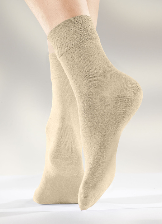 Strümpfe - Sechserpack Socken in verschiedenen Farbstellungen, in Größe 1 (Schuhgr. 35-38) bis 3 (Schuhgr. 43-46), in Farbe 2X BEIGE, 2X SAND, 2X KHAKI Ansicht 1