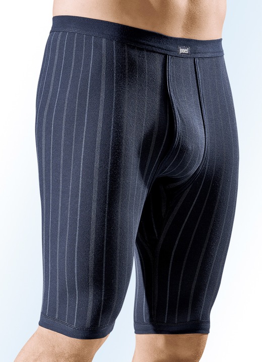 Unterhosen - Dreierpack Unterhosen, knielang, aus Feinripp, marine, in Größe 005 bis 012, in Farbe 2X MARINE-BUNT, 1X UNI MARINE