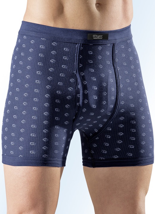 Unterhosen - Fünferpack Unterhosen aus Feinripp, bunt dessiniert Unterhosen - Fünferpack Unterhosen aus Feinripp, bunt dessiniert, in Größe 005 bis 011, in Farbe 3X NAVY-BUNT, 2X HELLBLAU-BUNT