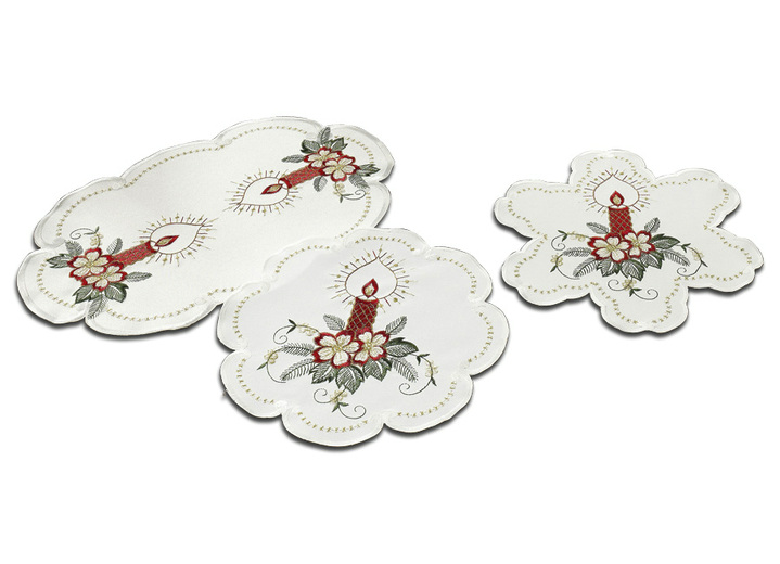 Wohnaccessoires - Weihnachtliche Tisch- und Raumdekoration, in Größe 130 (Deckchen, 30/ 45 cm) bis 404 (Kissenbezug, 40/ 40 cm), in Farbe WEISS Ansicht 1