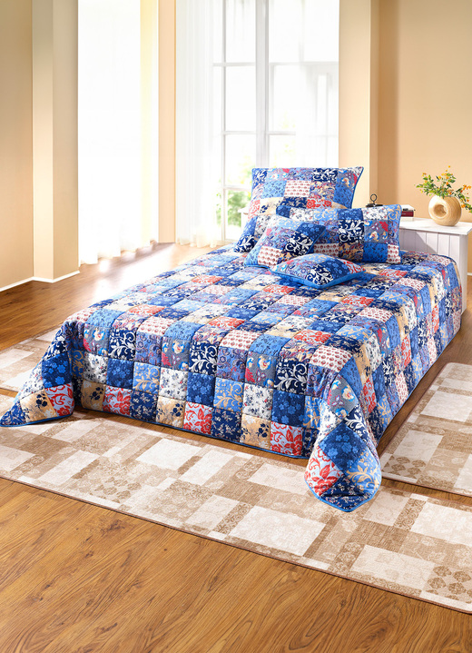 Tagesdecken - Tagesdecken und Kissenbezüge aus 100% Baumwolle, in Größe 873 (für Einzelbett, 140x210 cm) bis 926 (Kissenbezug, 80x 80 cm), in Farbe BLAU