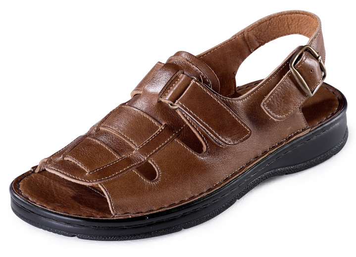 Sandalen & Pantoletten - Gemini, klassische Herren-Sandalen, mit Klettverschluss Sandalen & Pantoletten - Gemini, klassische Herren-Sandalen, mit Klettverschluss, in Größe 040 bis 047, in Farbe COGNAC