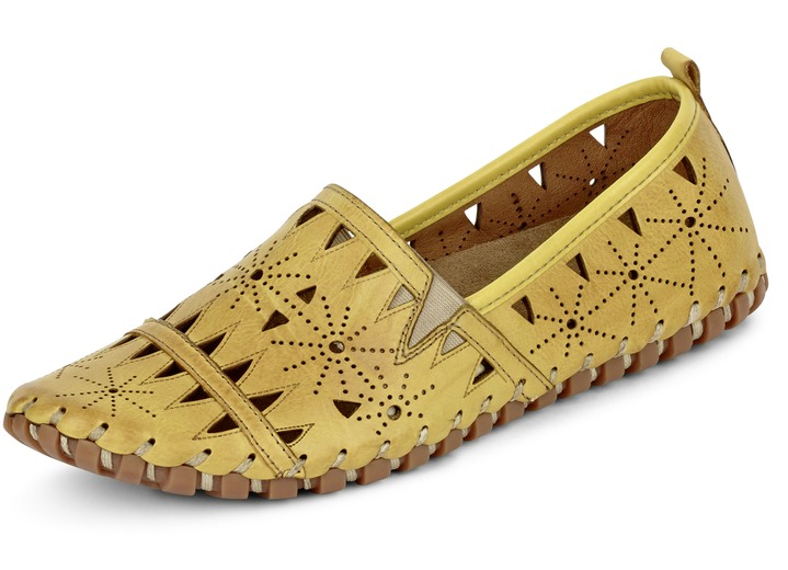 Slipper & Schnürschuhe - Gemini, sommerliche Damen-Slipper, Weite G, mit herausnehmbarem Fußbett, in Größe 036 bis 042, in Farbe MAISGELB Ansicht 1