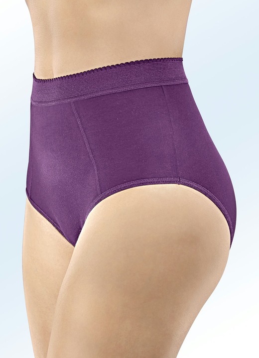 Damenwäsche - Fünferpack Formslips mit verstärkter Bauchpartie, in Größe 038 bis 056, in Farbe 3X PFLAUME, 2X RAUCHBLAU Ansicht 1