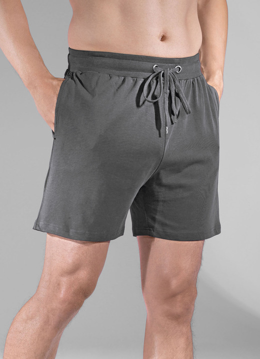 Shortys - Zweierpack Schlaf- und Freizeithosen kurz mit Durchzugsband Shortys - Zweierpack Schlaf- und Freizeithosen kurz mit Durchzugsband, in Größe 046 bis 062, in Farbe 1X PETROL, 1X ANTHRAZIT