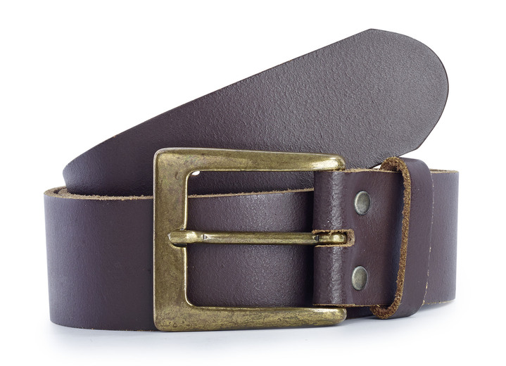 Herrenmode - Eleganter Herren-Gürtel, 4 cm breit, in Größe 090 bis 130, in Farbe DUNKELBRAUN Ansicht 1