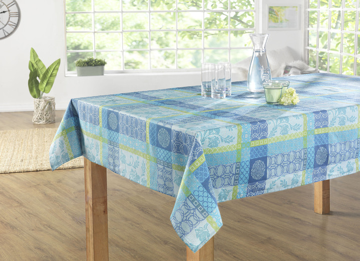 Tischdecken - Pflegeleichte Tischdecke aus 100% Baumwolle, in Größe 110 (Tischdecke, 110/140 cm) bis 190 (Tischdecke oval, 140/190 cm), in Farbe BLAU Ansicht 1