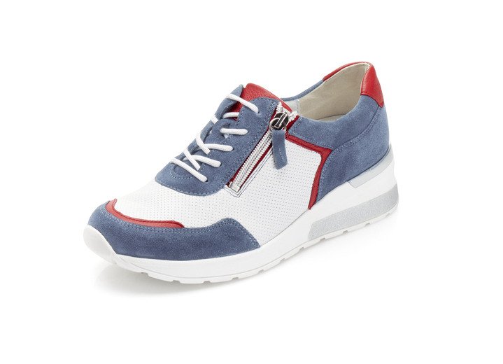 Weite H - Waldläufer, bequeme Damen-Schnürschuhe, Weite H, mit herausnehmbarem Fußbett, in Größe 4 1/2 bis 9, in Farbe WEISS-BLAU-ROT Ansicht 1