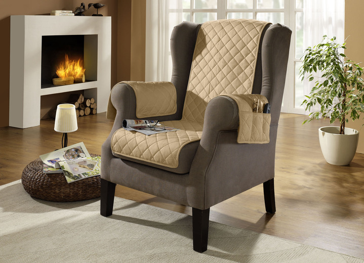 Sessel- & Sofaüberwürfe - Sessel-,Couch- und Armlehnenschoner aus Schafschurwolle, in Farbe NATUR, in Ausführung Sesselschoner Ansicht 1