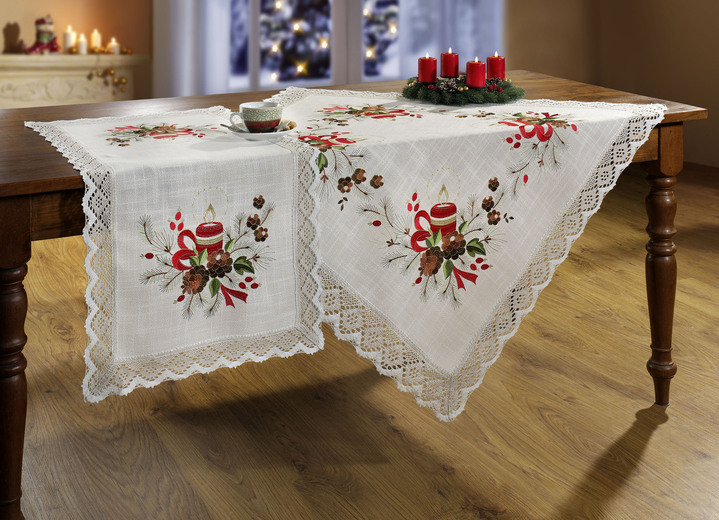 Tischdecken - Raumdekoration mit festlichem Weihnachtsmotiv, in Größe 103 (Läufer, 50/100 cm) bis 404 (Kissenbezug, 40/ 40 cm), in Farbe BUNT, in Ausführung Stickpackung Ansicht 1