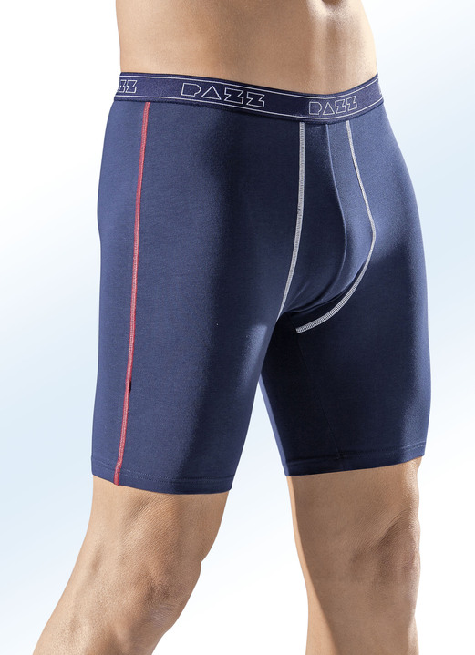 Unterhosen - Viererpack Longpants, uni mit Kontrastnähten Unterhosen - Viererpack Longpants, uni mit Kontrastnähten, in Größe 005 bis 011, in Farbe NAVY