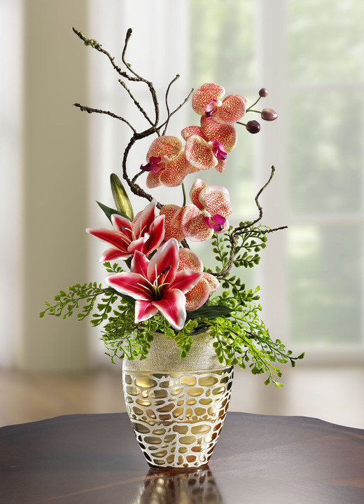 Wohnaccessoires - Orchideen-Gesteck im Topf, in Farbe ORANGE
