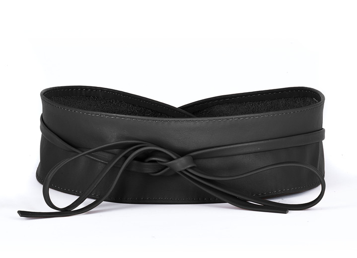 Gürtel - Modischer Leder-Bindegürtel, 8 cm breit , in Farbe SCHWARZ Ansicht 1