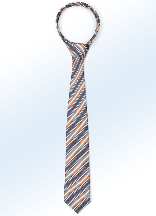 Herrenmode - Gestreifte Krawatte in 5 Farben, in Farbe ORANGE Ansicht 1