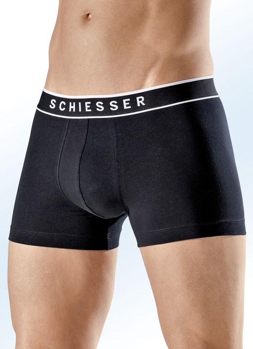 Unterhosen - Schiesser Dreierpack Pants mit Elastikbund, in Größe 004 bis 010, in Farbe 3X SCHWARZ Ansicht 1