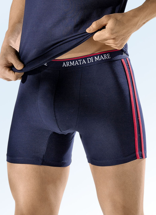 Unterhosen - Viererpack Pants, uni mit Kontraststreifen Unterhosen - Viererpack Pants, uni mit Kontraststreifen, in Größe 005 bis 011, in Farbe 2X MARINE-ROT, 2X UNI MARINE
