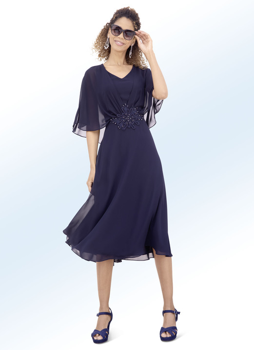 - Kleid mit Spitzenapplikation und Zierperlen, in Größe 036 bis 052, in Farbe NACHTBLAU