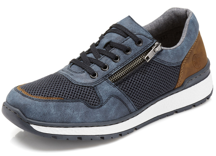 Slipper & Schnürschuhe - Rieker, bequeme Herren-Sneaker, Weite H, mit herausnehmbarem Fußbett Slipper & Schnürschuhe - Rieker, bequeme Herren-Sneaker, Weite H, mit herausnehmbarem Fußbett, in Größe 040 bis 047, in Farbe BLAU-BRAUN