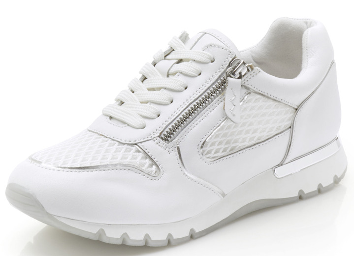 Weite H - Caprice Sneaker aus glänzendem Veloursleder, in Größe 036 bis 042, in Farbe WEISS Ansicht 1