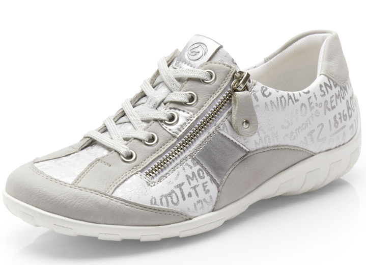 Slipper & Schnürschuhe - Remonte Sneaker mit  bedruckten Besätzen, in Größe 036 bis 043, in Farbe HELLGRAU-WEISS Ansicht 1