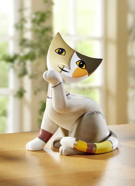 Wohnaccessoires - Katze aus hochwertigem Biskuitporzellan, in Farbe BUNT
