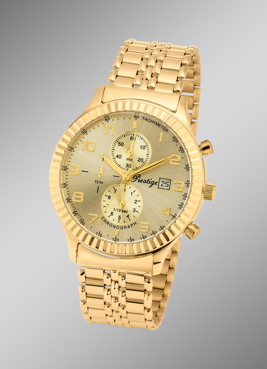 Quartzuhren - Prestige-Quartz-Chronograph mit Gehäuse und Band aus Gold 585/- fein, in Farbe  Ansicht 1