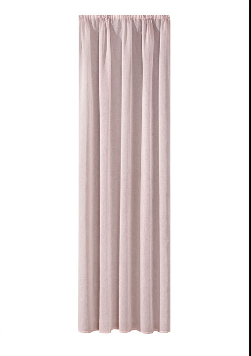 Klassisch - Übergardine in Leinenoptik, in Größe 358 (H145xB140 cm) bis 456 (H245xB140 cm), in Farbe ROSÉ, in Ausführung mit Universalschienenband Ansicht 1