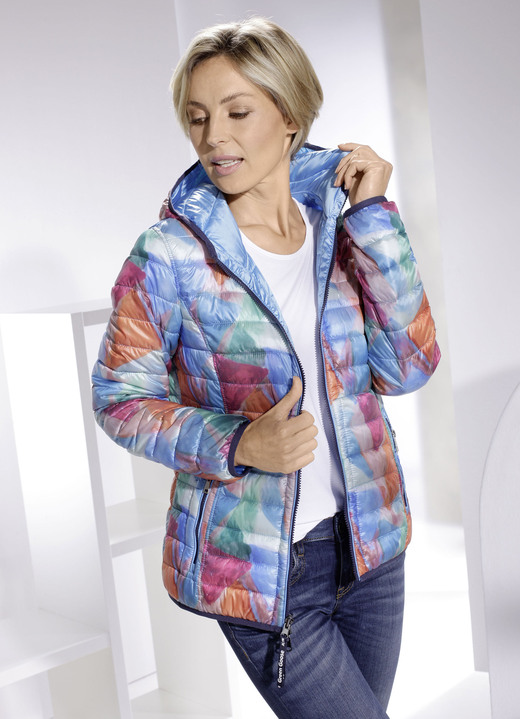Damenmode - Funktions-Wendejacke mit fester Kapuze, in Größe 034 bis 052, in Farbe PINK-BUNT Ansicht 1