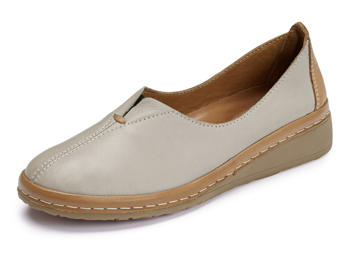 Slipper & Schnürschuhe - ELENA EDEN Slipper aus Rind-Nappaleder, in Größe 036 bis 042, in Farbe KIESEL-COGNAC Ansicht 1