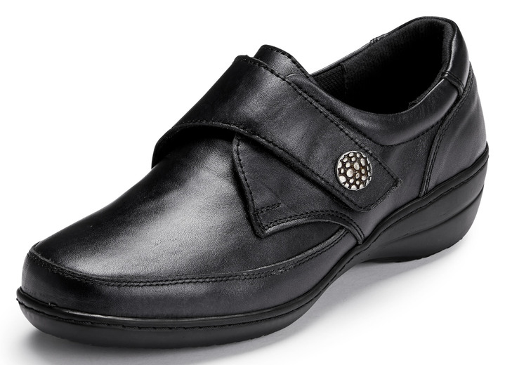 Weite H - ELENA EDEN, bequeme Damen-Slipper, WeiteH, mit herausnehmbarem Fußbett, in Größe 036 bis 043, in Farbe SCHWARZ Ansicht 1