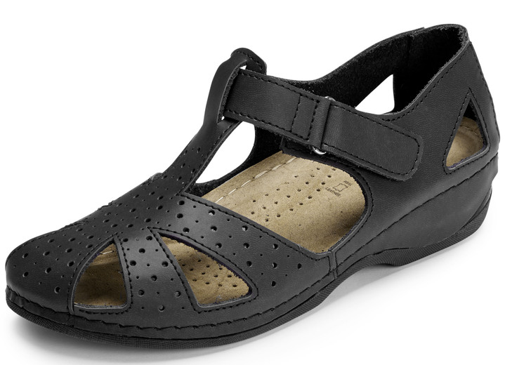 Sandaletten & Pantoletten - ELENA EDEN, klassische Damen-Sandalen, Weite H, mit Klettverschluss, in Größe 036 bis 042, in Farbe SCHWARZ Ansicht 1